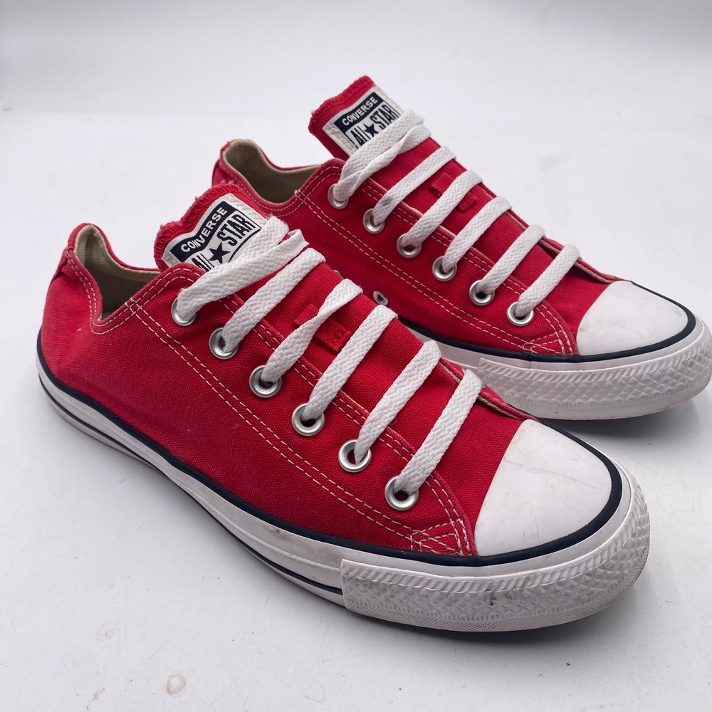 Converse Chuck Taylor All Star Low Top Sneakers Mens 6.5 Womens 8.5 Red Canvas